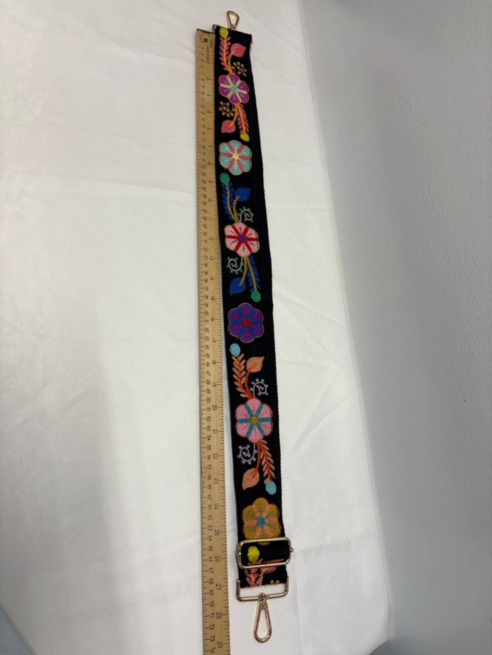 Embroidered Floral Hawaii Strap bag replacement - Black 50” inch long new - Picture 2 of 3